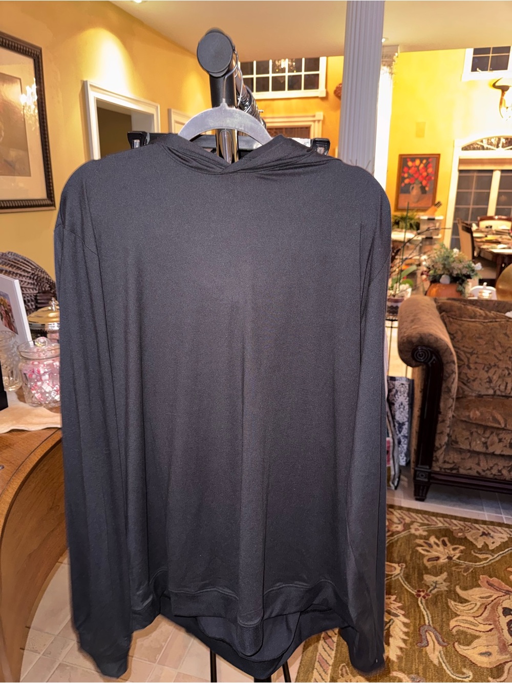 Skims Black Lightweight Hooded Long-Sleeve Top